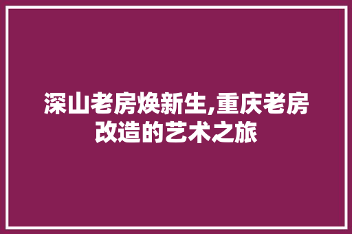 深山老房焕新生,重庆老房改造的艺术之旅