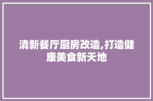 清新餐厅厨房改造,打造健康美食新天地