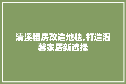 清溪租房改造地毯,打造温馨家居新选择