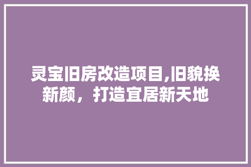 灵宝旧房改造项目,旧貌换新颜，打造宜居新天地
