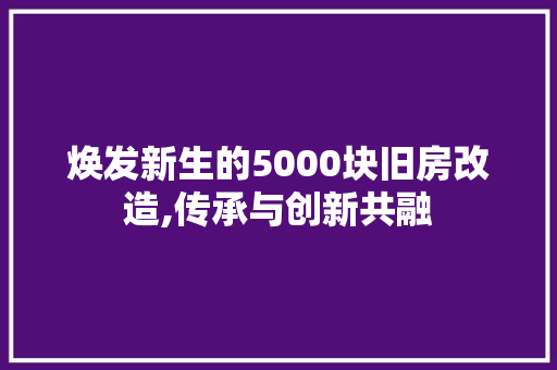 焕发新生的5000块旧房改造,传承与创新共融