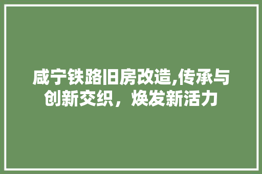 咸宁铁路旧房改造,传承与创新交织，焕发新活力