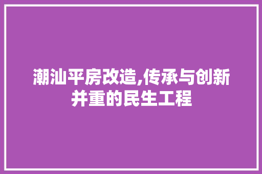 潮汕平房改造,传承与创新并重的民生工程