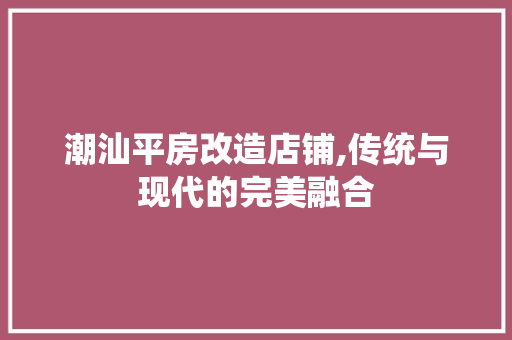潮汕平房改造店铺,传统与现代的完美融合