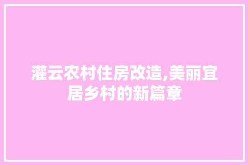 灌云农村住房改造,美丽宜居乡村的新篇章