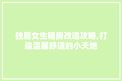 独居女生租房改造攻略,打造温馨舒适的小天地