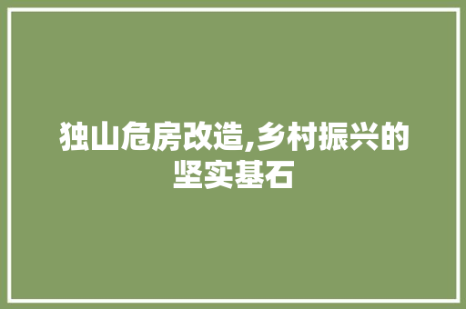 独山危房改造,乡村振兴的坚实基石