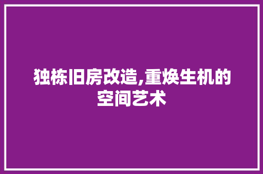 独栋旧房改造,重焕生机的空间艺术