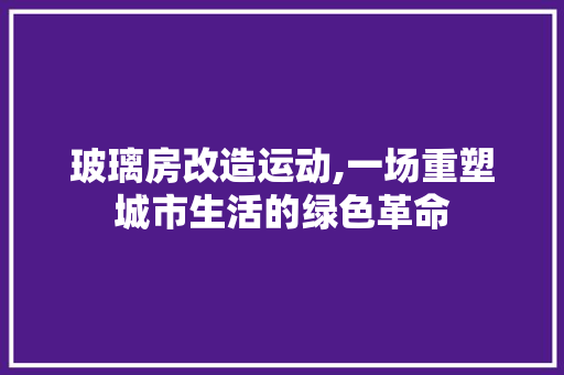 玻璃房改造运动,一场重塑城市生活的绿色革命