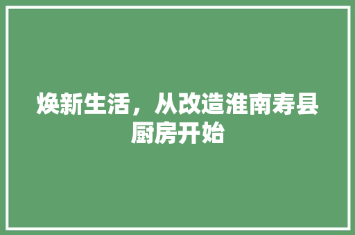 焕新生活，从改造淮南寿县厨房开始