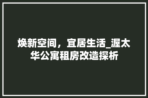 焕新空间，宜居生活_渥太华公寓租房改造探析