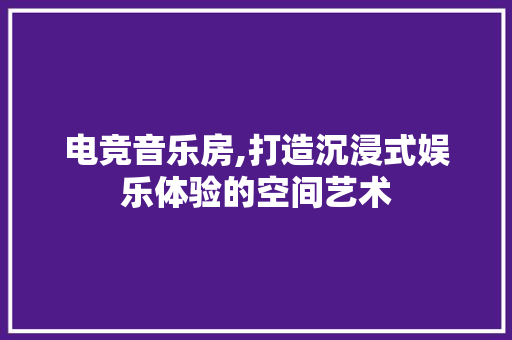 电竞音乐房,打造沉浸式娱乐体验的空间艺术