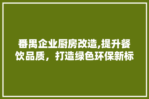 番禺企业厨房改造,提升餐饮品质，打造绿色环保新标杆