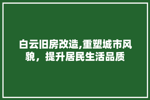 白云旧房改造,重塑城市风貌，提升居民生活品质