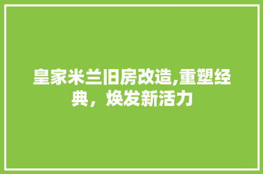 皇家米兰旧房改造,重塑经典，焕发新活力