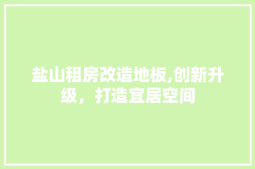 盐山租房改造地板,创新升级，打造宜居空间