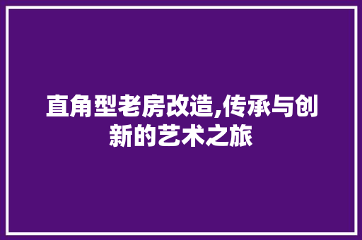 直角型老房改造,传承与创新的艺术之旅