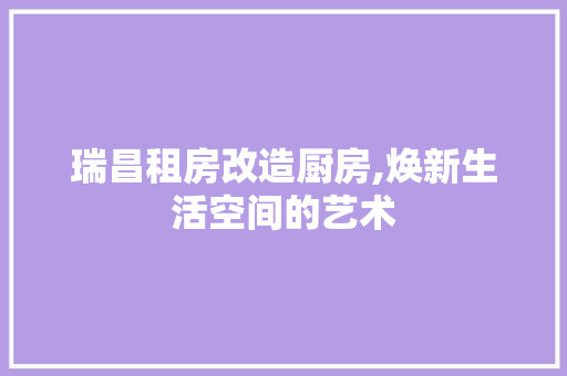 瑞昌租房改造厨房,焕新生活空间的艺术