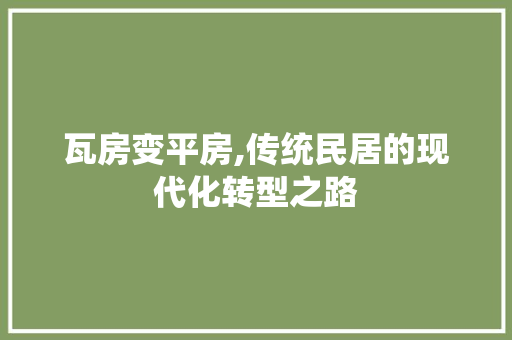 瓦房变平房,传统民居的现代化转型之路