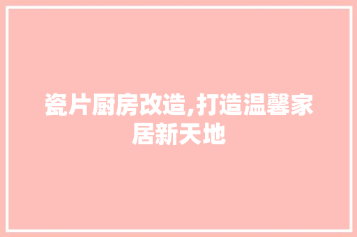 瓷片厨房改造,打造温馨家居新天地