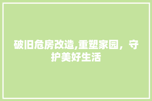 破旧危房改造,重塑家园，守护美好生活