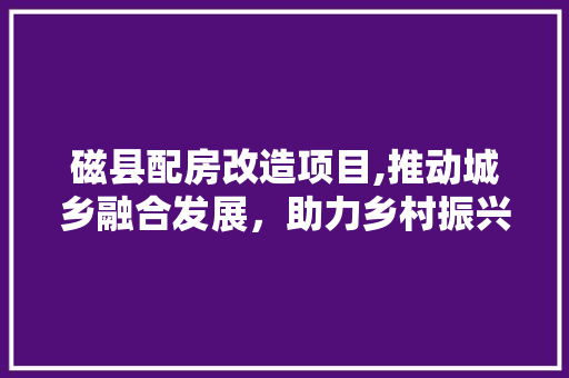 磁县配房改造项目,推动城乡融合发展，助力乡村振兴
