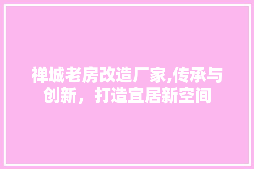 禅城老房改造厂家,传承与创新，打造宜居新空间