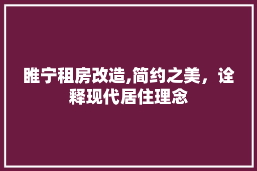 睢宁租房改造,简约之美，诠释现代居住理念