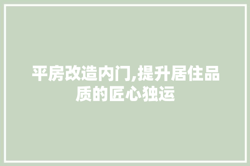平房改造内门,提升居住品质的匠心独运