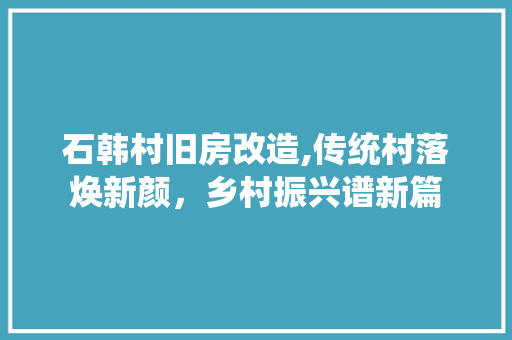 石韩村旧房改造,传统村落焕新颜，乡村振兴谱新篇
