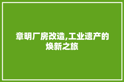 章明厂房改造,工业遗产的焕新之旅