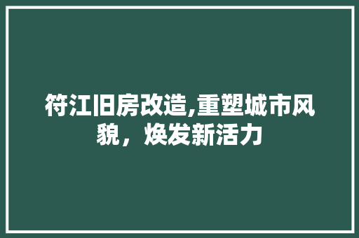 符江旧房改造,重塑城市风貌，焕发新活力