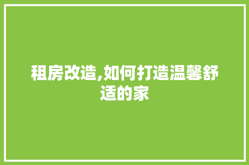 租房改造,如何打造温馨舒适的家