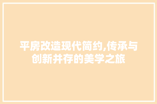 平房改造现代简约,传承与创新并存的美学之旅