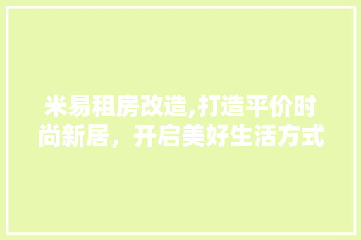 米易租房改造,打造平价时尚新居，开启美好生活方式