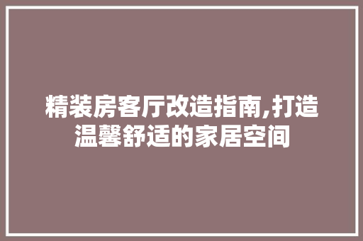 精装房客厅改造指南,打造温馨舒适的家居空间
