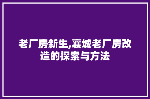 老厂房新生,襄城老厂房改造的探索与方法