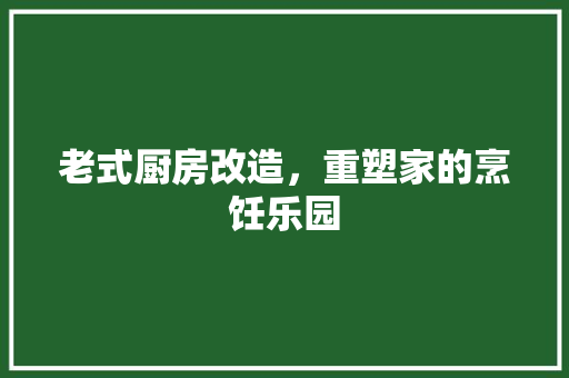 老式厨房改造，重塑家的烹饪乐园