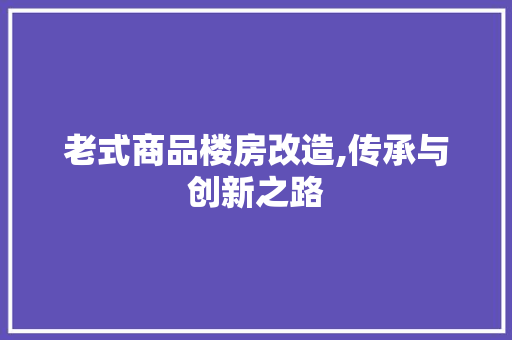 老式商品楼房改造,传承与创新之路