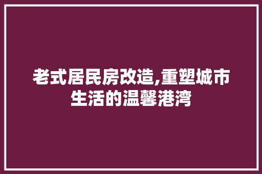 老式居民房改造,重塑城市生活的温馨港湾